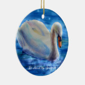 Elegantes weißes Schwan-Aquarellbild Keramik Ornament (Rechts)