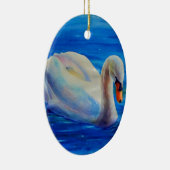 Elegantes weißes Schwan-Aquarellbild Keramikornament (Rechts)