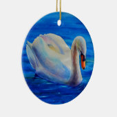 Elegantes weißes Schwan-Aquarellbild Keramikornament (Rechts)