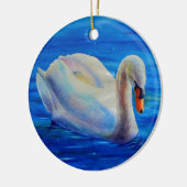 Elegantes weißes Schwan-Aquarellbild Keramikornament (Links)