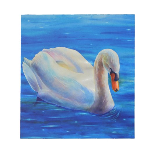 Elegantes weißes Schwan-Aquarellbild Notizblock (Vorderseite)