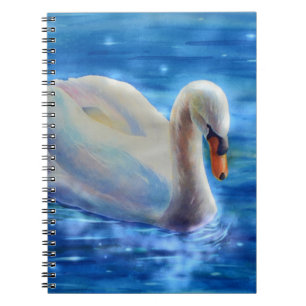 Elegantes weißes Schwan-Aquarellbild Notizblock
