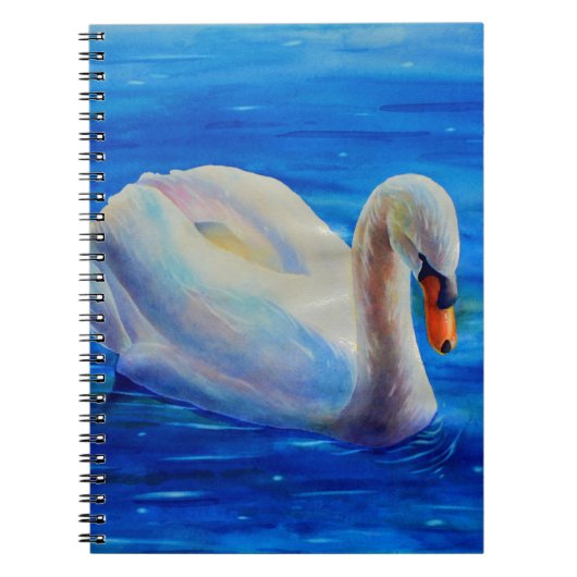 Elegantes weißes Schwan-Aquarellbild Notizblock (Vorderseite)