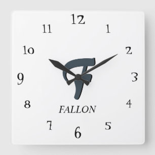 Elegantes weißes Schwarz und Holzkohle Grau 3D Mon Quadratische Wanduhr