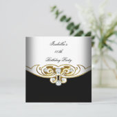 Elegantes weißes schwarzes Diamantbild Einladung (Stehend Vorderseite)