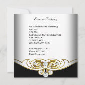 Elegantes weißes schwarzes Diamantbild Einladung (Rückseite)