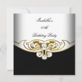 Elegantes weißes schwarzes Diamantbild Einladung (Vorderseite)