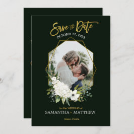 Elegantes weißes, schwarzes geometrisches Foto Save The Date