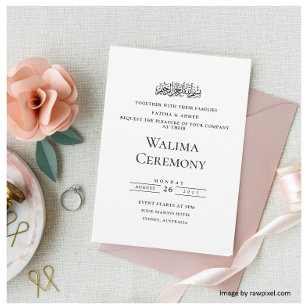 Elegantes weißes schwarzes muslimisches Walima-Zer Einladung