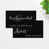 Elegantes weißes Script auf schwarz, Trinkkarten 2 (Schreibtisch)