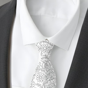 Elegantes weißes Silber-Blumenmuster Krawatte