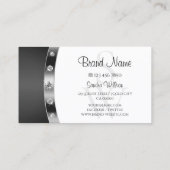Elegantes weißes Silberschwarz mit Initials Diamon Visitenkarte (Rückseite)