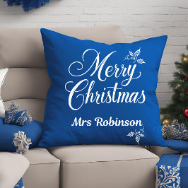 Elegantes weißes Skript individuell anpassbar Froh Kissen