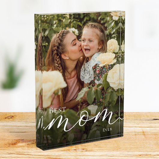 Elegantes weißes Skript Personalisierte Beste Mutt Fotoblock
