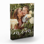 Elegantes weißes Skript Personalisierte Beste Mutt Fotoblock (Links)
