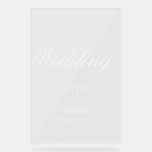 Elegantes weißes Skript Willkommen auf unserem Hoc Acrylschild (Vorderseite)