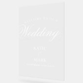 Elegantes weißes Skript Willkommen auf unserem Hoc Acrylschild (Winkel)