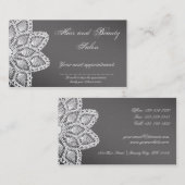 Elegantes weißes Spitze-Haar u. Terminkarte (Vorne/Hinten)