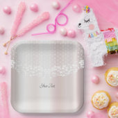 Elegantes weißes Spitzen-Papier Pappteller (Party)