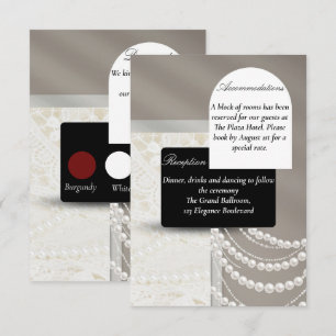Elegantes weißes Spitzen- und schwarzes Hochzeitsk Begleitkarte