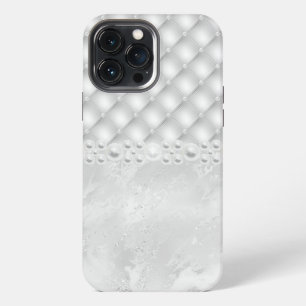 Elegantes weißes Tuft-Diamant- und Perlen-iPhone-C iPhone 13 Pro Max Hülle