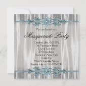 Elegantes weißes und Aquamarines Blue Masquerade P Einladung (Rückseite)