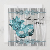 Elegantes weißes und Aquamarines Blue Masquerade P Einladung (Vorderseite)