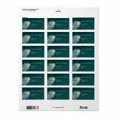 Elegantes, weißes und aquamarines Pfauenadresslabe Adressaufkleber (Vorne)