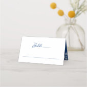 Elegantes weißes und blaues botanisches Monogramm- Platzkarte (Rückseite)