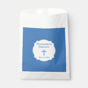 Elegantes Weißes und Blaues Kreuz Taufe Christenin Geschenktütchen