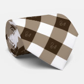Elegantes weißes und braunes Diamantmuster Krawatte (Gerollt)