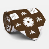Elegantes weißes und braunes, kariertes Muster Krawatte (Gerollt)