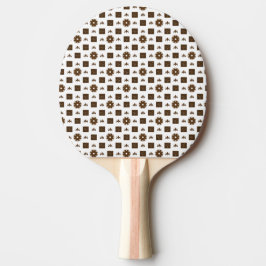 Elegantes weißes und braunes, kariertes Muster Tischtennis Schläger