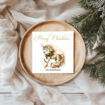 Elegantes weißes und goldenes Weihnachts-Einhorn