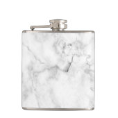 Elegantes, weißes und graues Imitat mit Marmorstru Flachmann (Vorderseite)