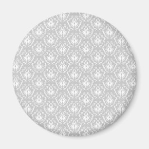 Elegantes weißes und graues Muster. Damast Magnet
