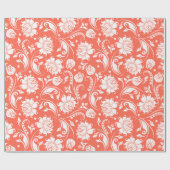 Elegantes, weißes und korallenrotes Damastmuster Geschenkpapier