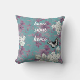 Elegantes weißes und Lila Floral Kissen