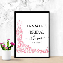 Elegantes weißes und rosa Brautparty Poster