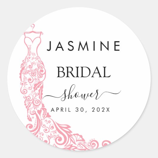 Elegantes weißes und rosa Brautparty Runder Aufkleber (Vorderseite)