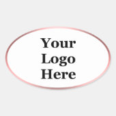 Elegantes, weißes und rosa Logo hier Vorlage Ovaler Aufkleber (Vorderseite)