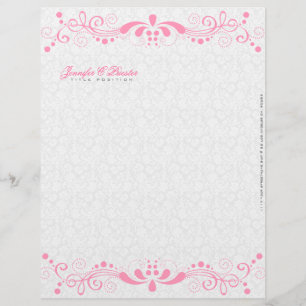 Elegantes weißes und rosa vintage Blumen-Spitzenmu Briefbogen