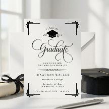 Elegantes weißes und schwarzes Hochschulabschluss-