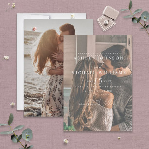 Elegantes Weißes Vellum Overlay 2 Foto Einladung