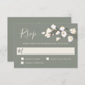 Elegantes Weißes Wasser Farbe Blumengestühl Grün U RSVP Karte (Vorne/Hinten)