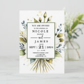 Elegantes weißes Wasserfarbenflor Einladung (Stehend Vorderseite)