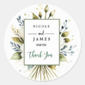 Elegantes weißes Wasserfarbenflor Runder Aufkleber (Vorderseite)