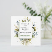 Elegantes weißes Wasserfarbenflor Save The Date (Stehend Vorderseite)