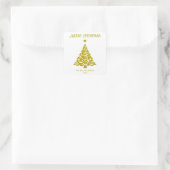 Elegantes weißes Weihnachtsbaum Weihnachtsgeschenk Quadratischer Aufkleber (Tasche)