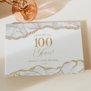 Elegantes Weißgold-Achat-100.-Geburtstagsfeier Gästebuch